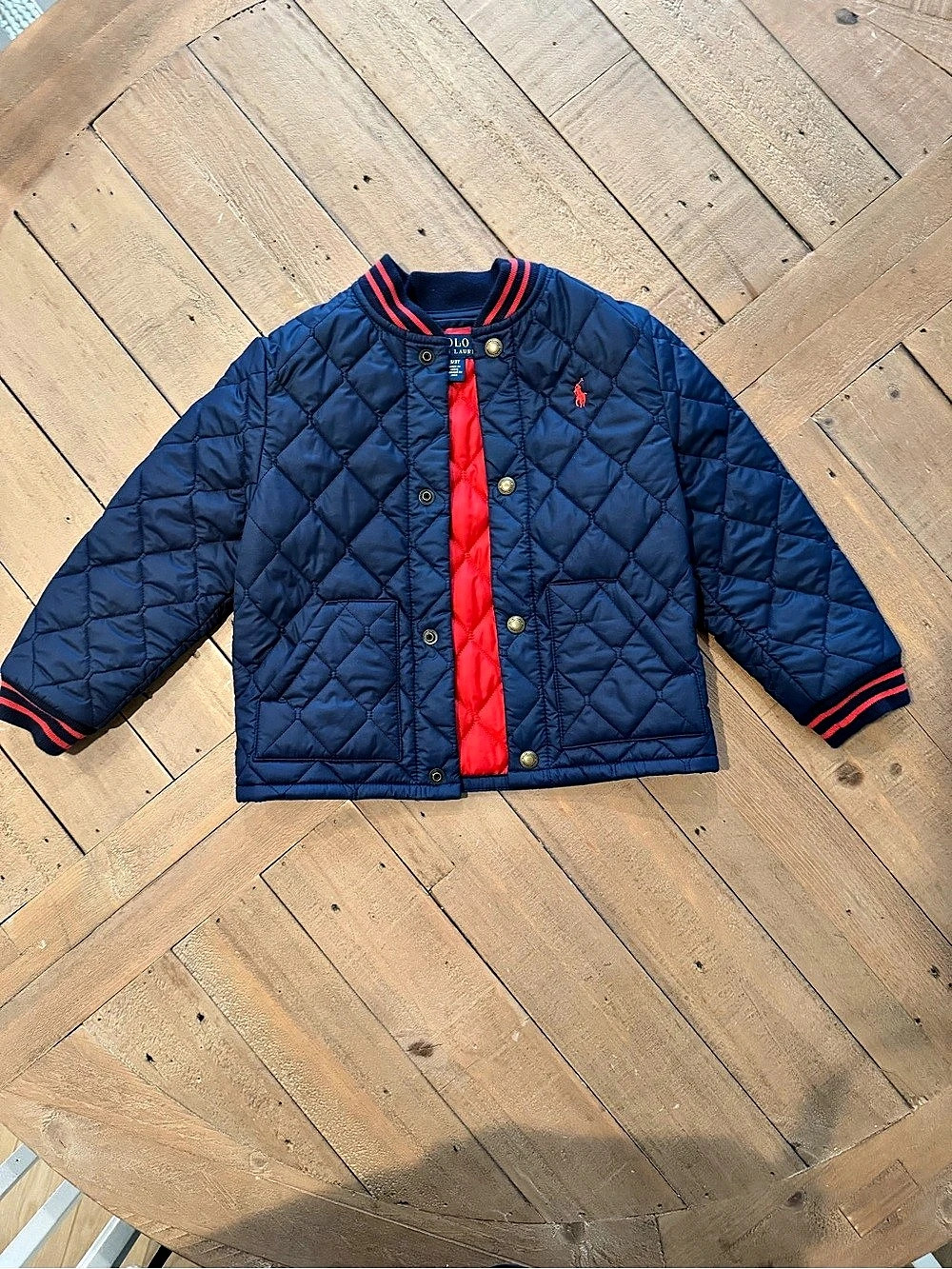 Polo Ralph Lauren Toddler Boys Quilted Bomber Jacket Blue & Red Boys 3T